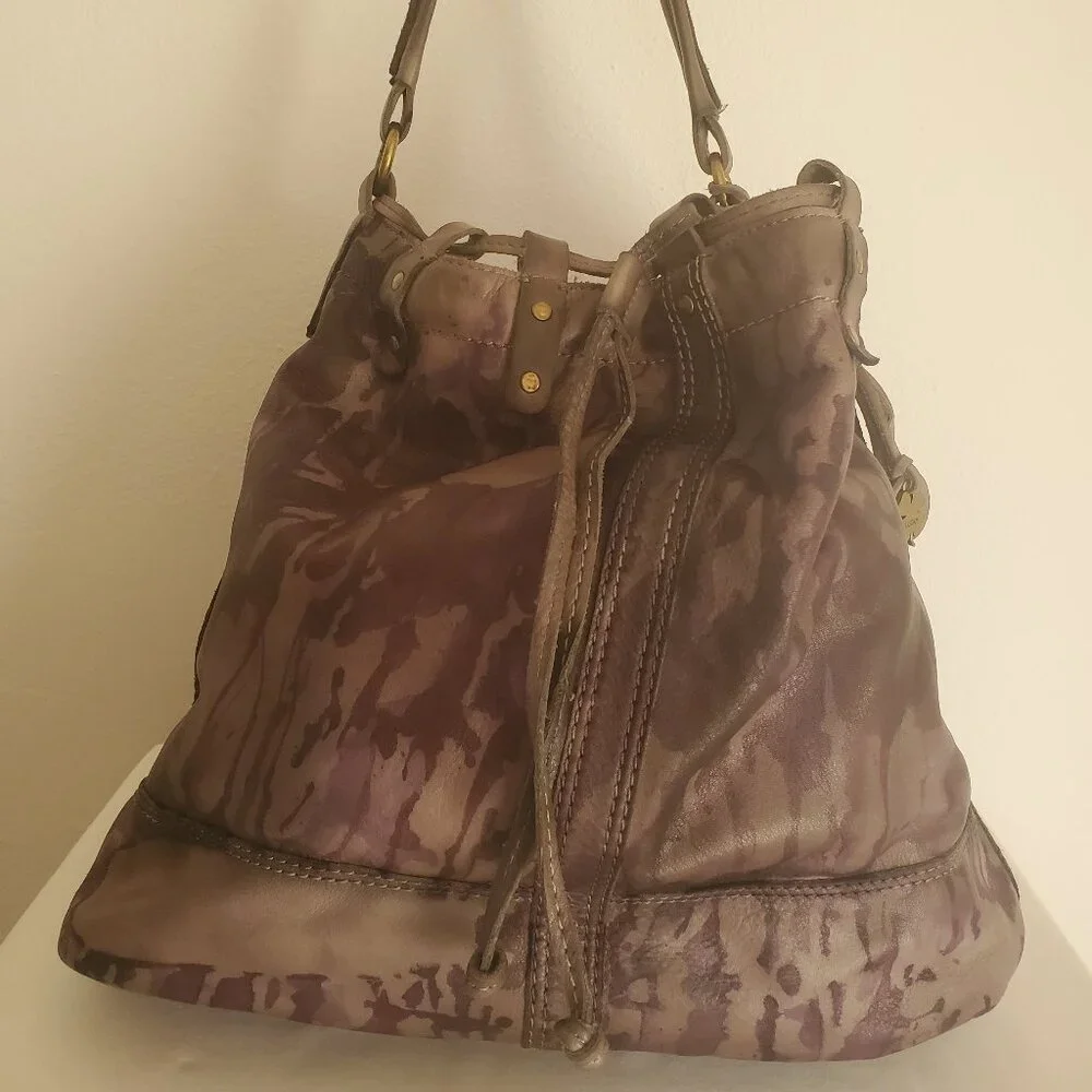 Leather cowgirl western equestrian hobo bag purse tiedye black brown purple gray